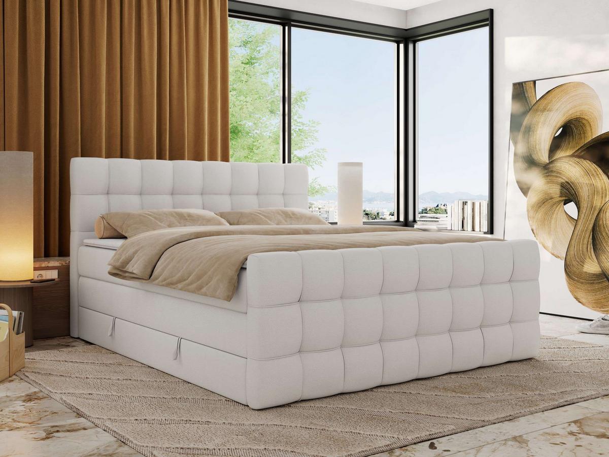 BOXSPRINGBETT ALTIVO KING DUO 140/200 - Weiß Kunstleder - H4 - Weiß, Textil (140/200cm) - MKS
