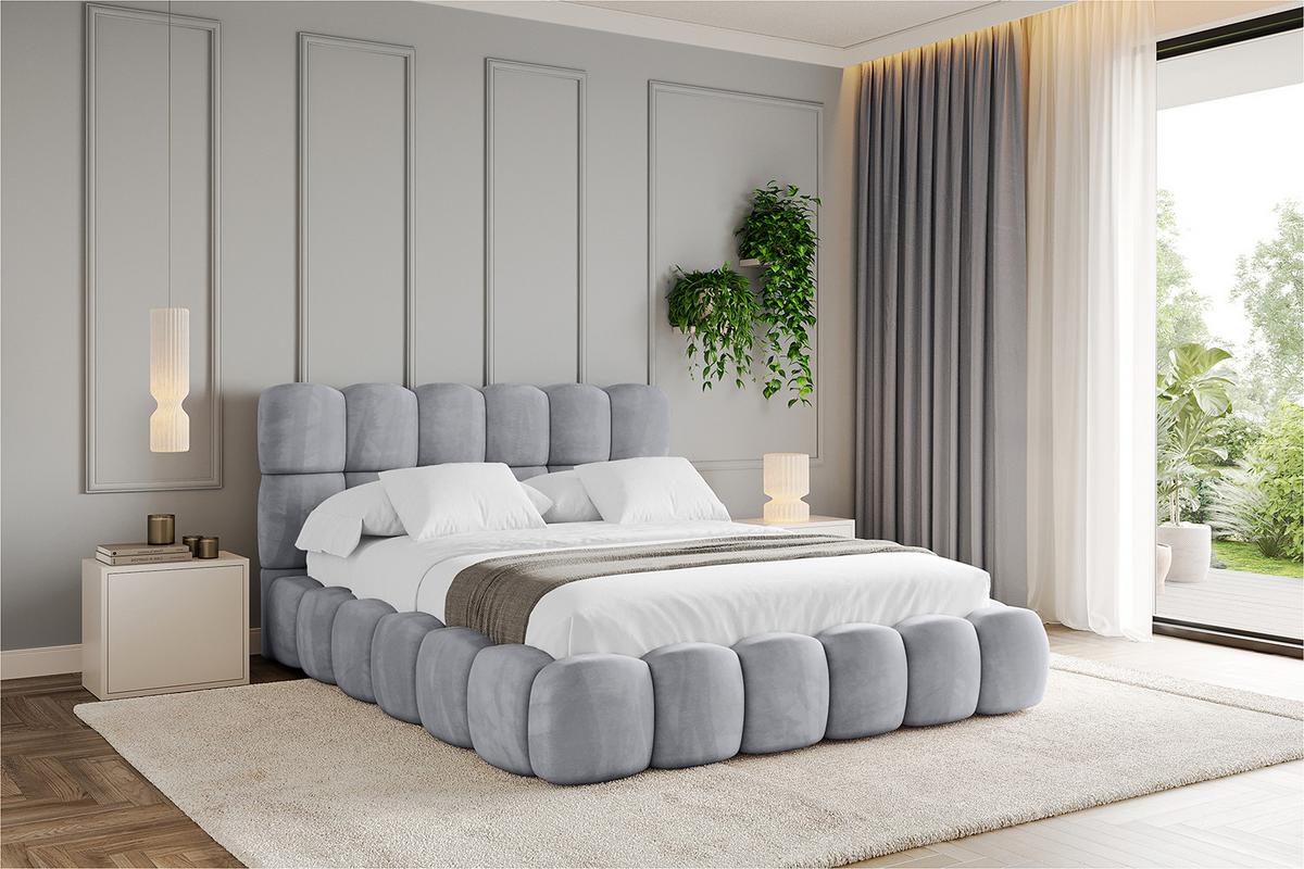 POLSTERBETT mit Bettkasten und Lattenrost, Boxbett ohne Matratze - LEYA 160x200 Hellgrau - Hellgrau, Holzwerkstoff/Textil (160/200cm) - ALTDECOR