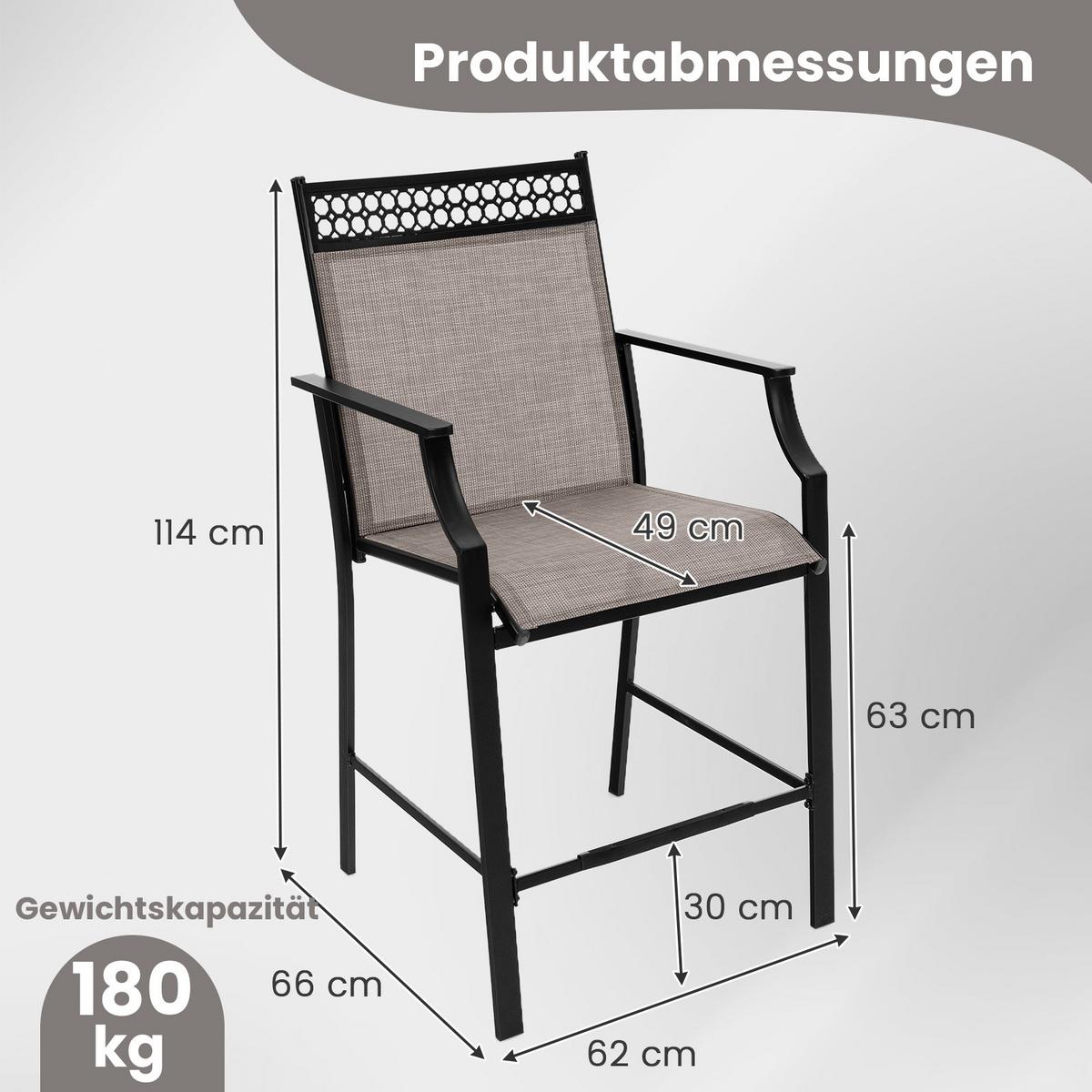 GARTENSTÜHLE Kaffee(2er-Set) - Braun, Metall (66/114/62cm) - COSTWAY