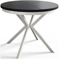 RUNDER Esszimmertisch BERGO, ausziehbarer Tisch Durchmesser: 120 cm/200 cm, Wohnzimmertisch Farbe: Schwarz, mit Metallbeinen in Farbe Weiß - Schwarz/Weiß, Holzwerkstoff (120/120/76cm) - Alpi-Möbel