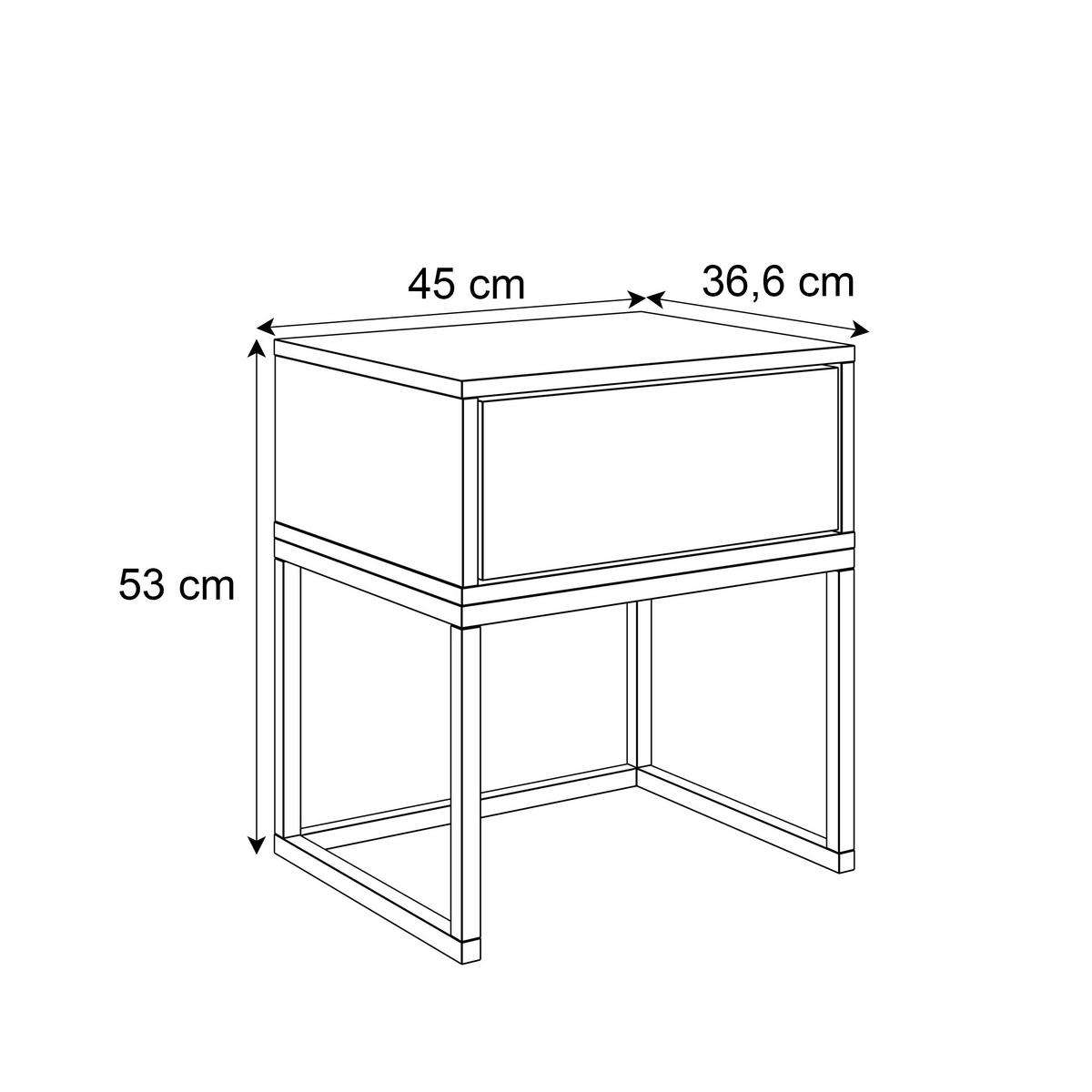 NACHTTISCH BLANCO LOFT Schwarz Hochglanz auf weißem Gestell PUSH OPEN - Schwarz Hochglanz, Holzwerkstoff (45/53/37cm) - Lookway