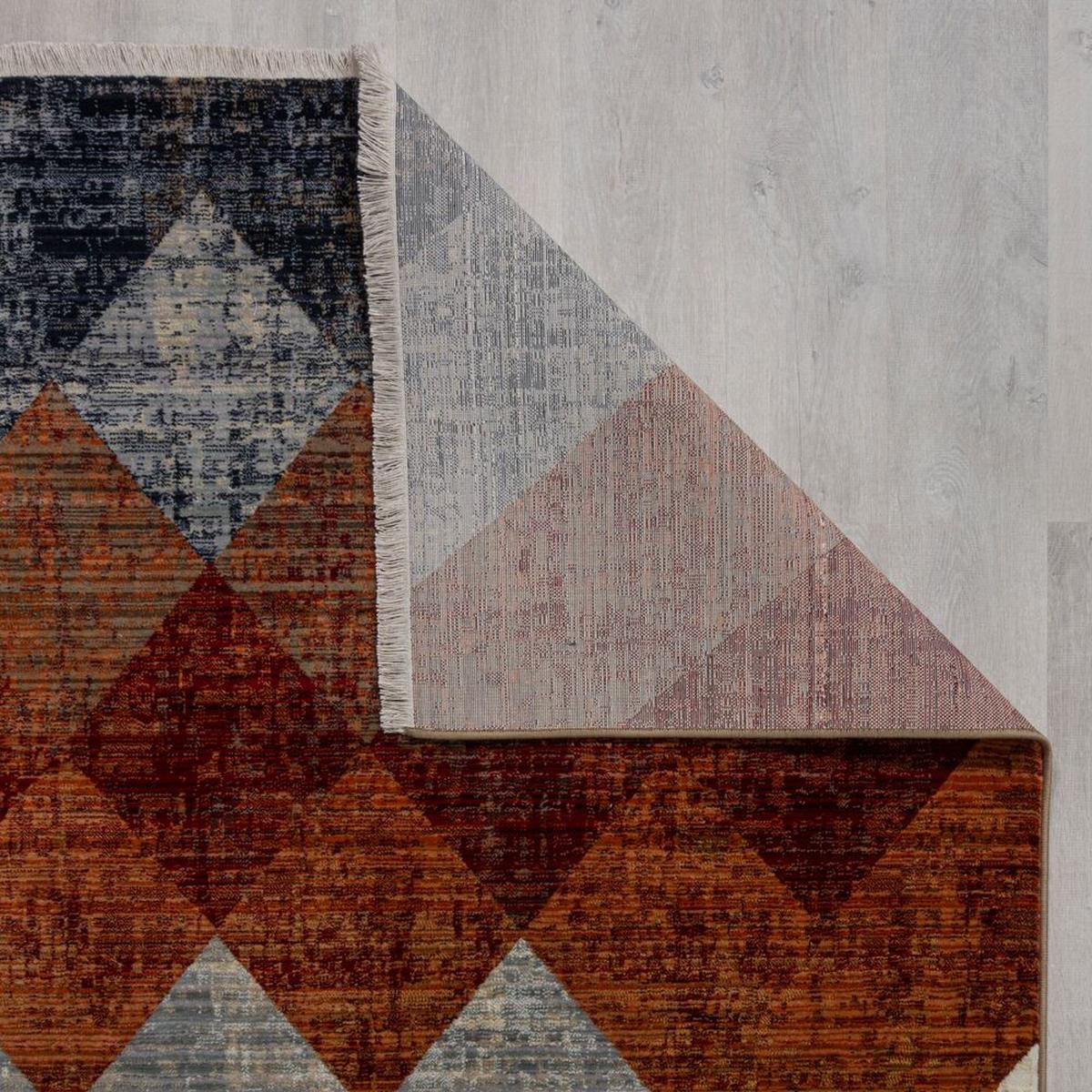 TEPPICH mit Fransen OGMORE, geometrisch, Rot-Blau, 80 x 154 cm - Rot, Textil (154/80cm) - KADIMA DESIGN