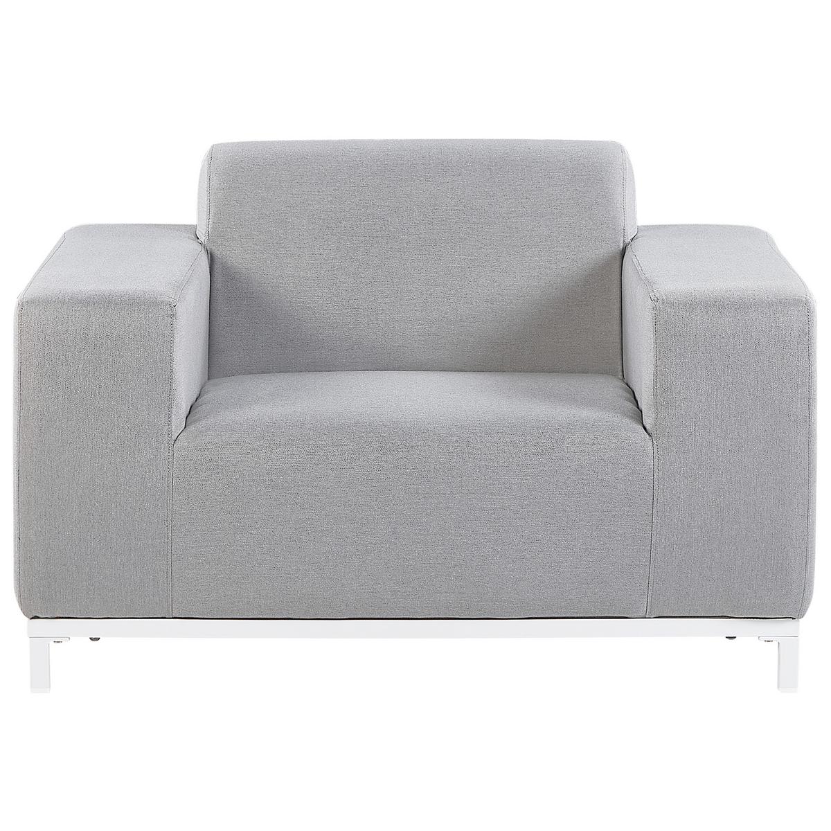 SESSEL 2er-SET Polsterbezug hellgrau/weißes Gestell Rovigo - Weiß/Grau, Textil (105/68/84cm) - Beliani