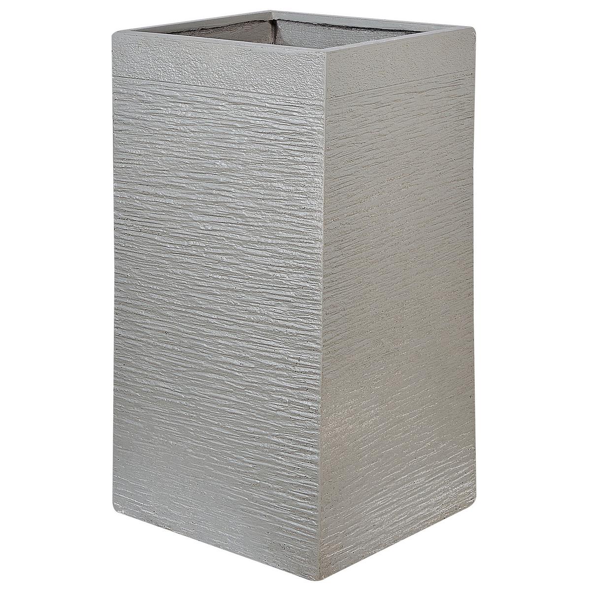 BLUMENTOPF taupe quadratisch 40/40/77 cm Dion - Beige, Naturmaterialien (77cm) - Beliani