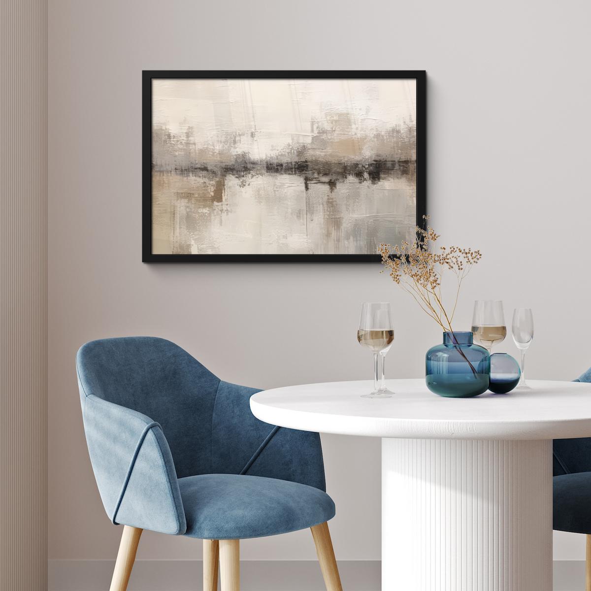POSTER MIT RAHMENGERAHMTES BILD Moderne Kunst - Abstrakt - Beige 60x40 cm - Beige, Papier (60/40cm) - MuchoWow
