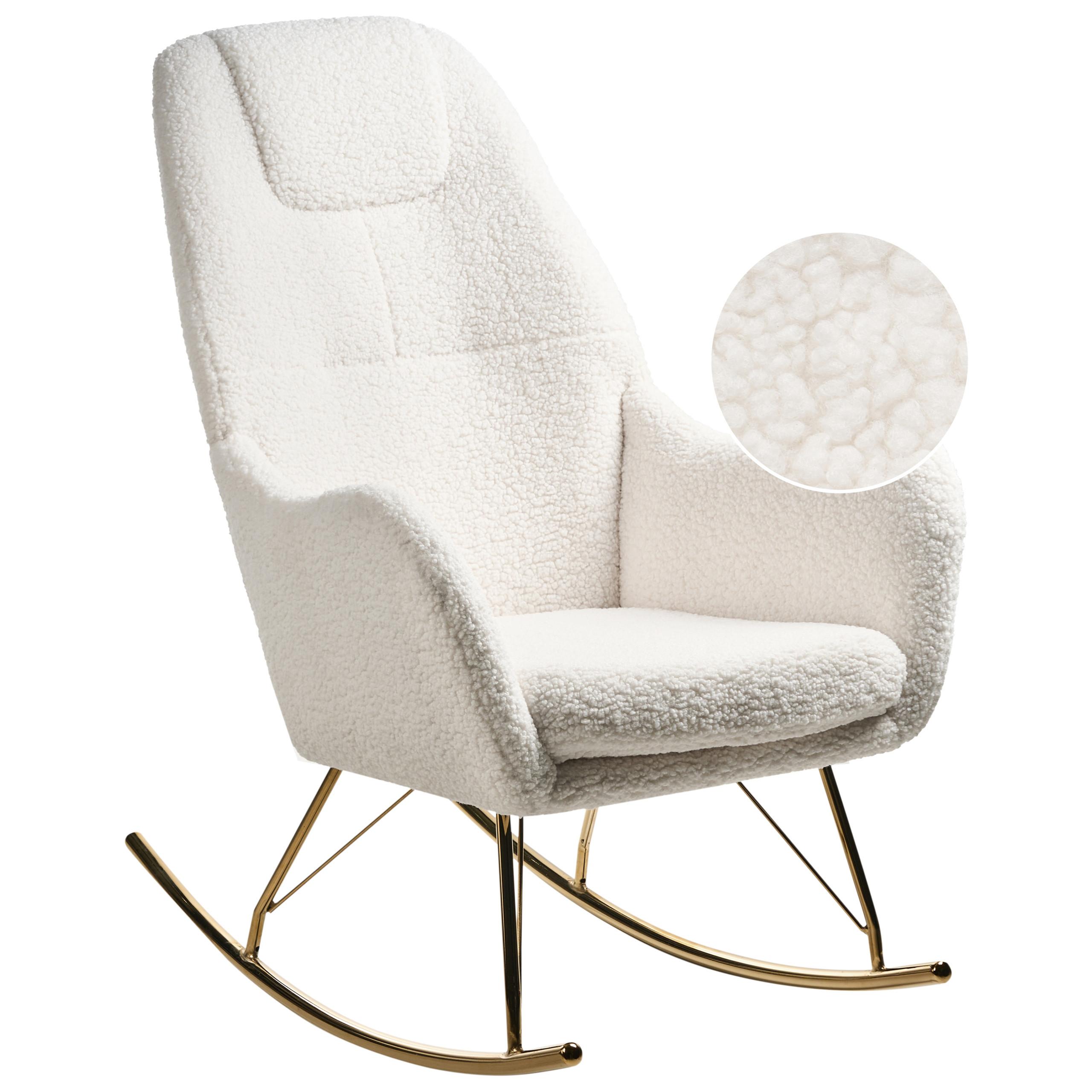 SCHAUKELSESSEL Cremeweiß Gulsele - Goldfarben/Weiß, Textil (70/105/95cm) - Beliani