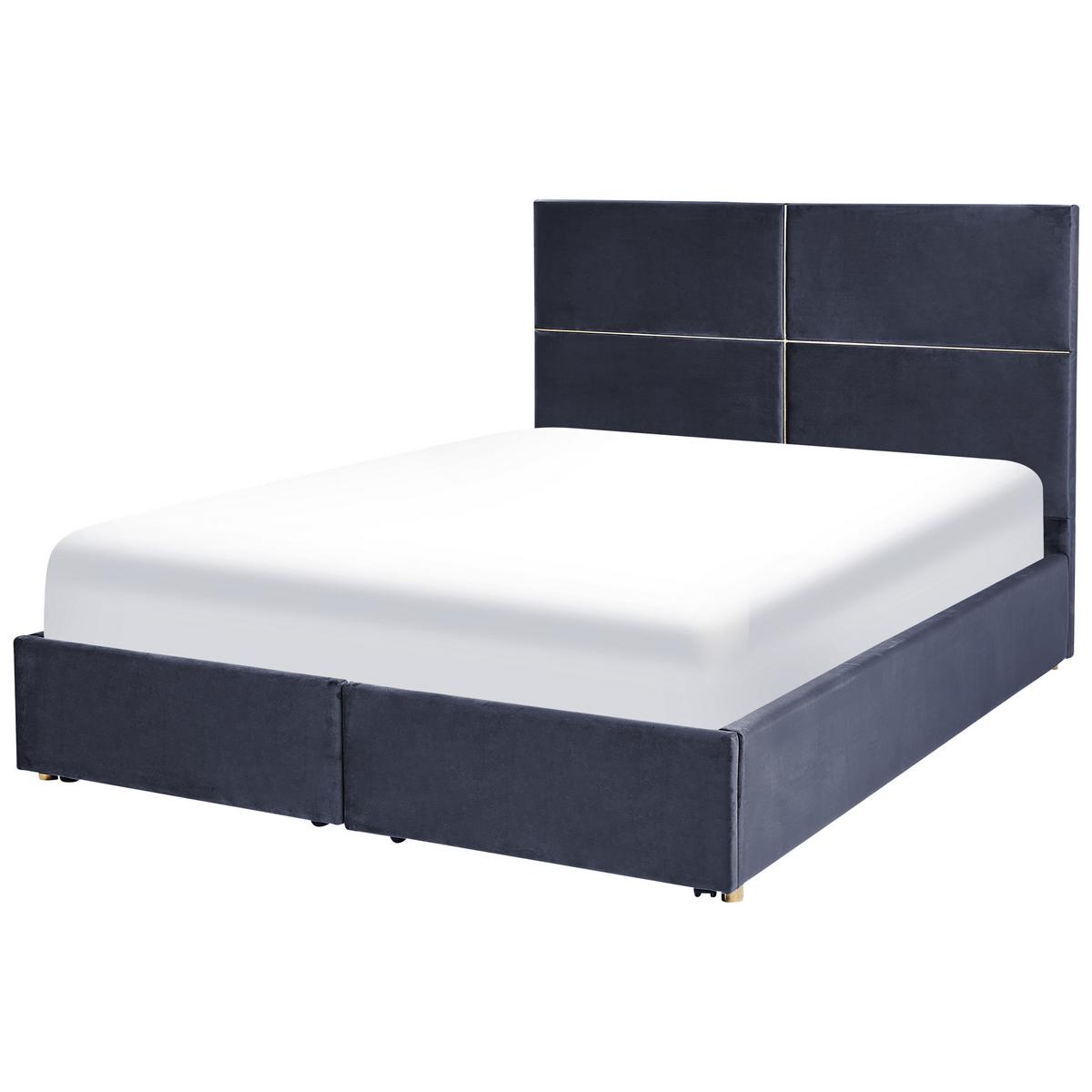 BETT mit Stauraum 160x200 cm Schwarz Vernoyes - Schwarz, Textil (160/200cm) - Beliani