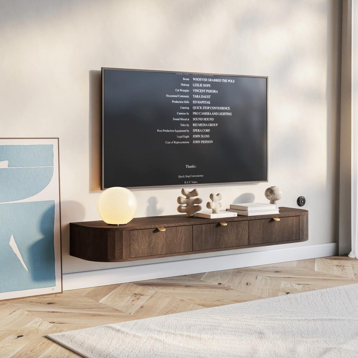 TV-HÄNGEBOARD Coru Slim mit 3 Schubladen 175 cm - Dunkelbraun, Holzwerkstoff/Metall (175.4/20/39.1cm) - Selsey