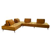 MODULSOFA WIOLO Braun Velvet - Silberfarben/Braun, Textil/Metall (350/80/240cm) - KAWOLA