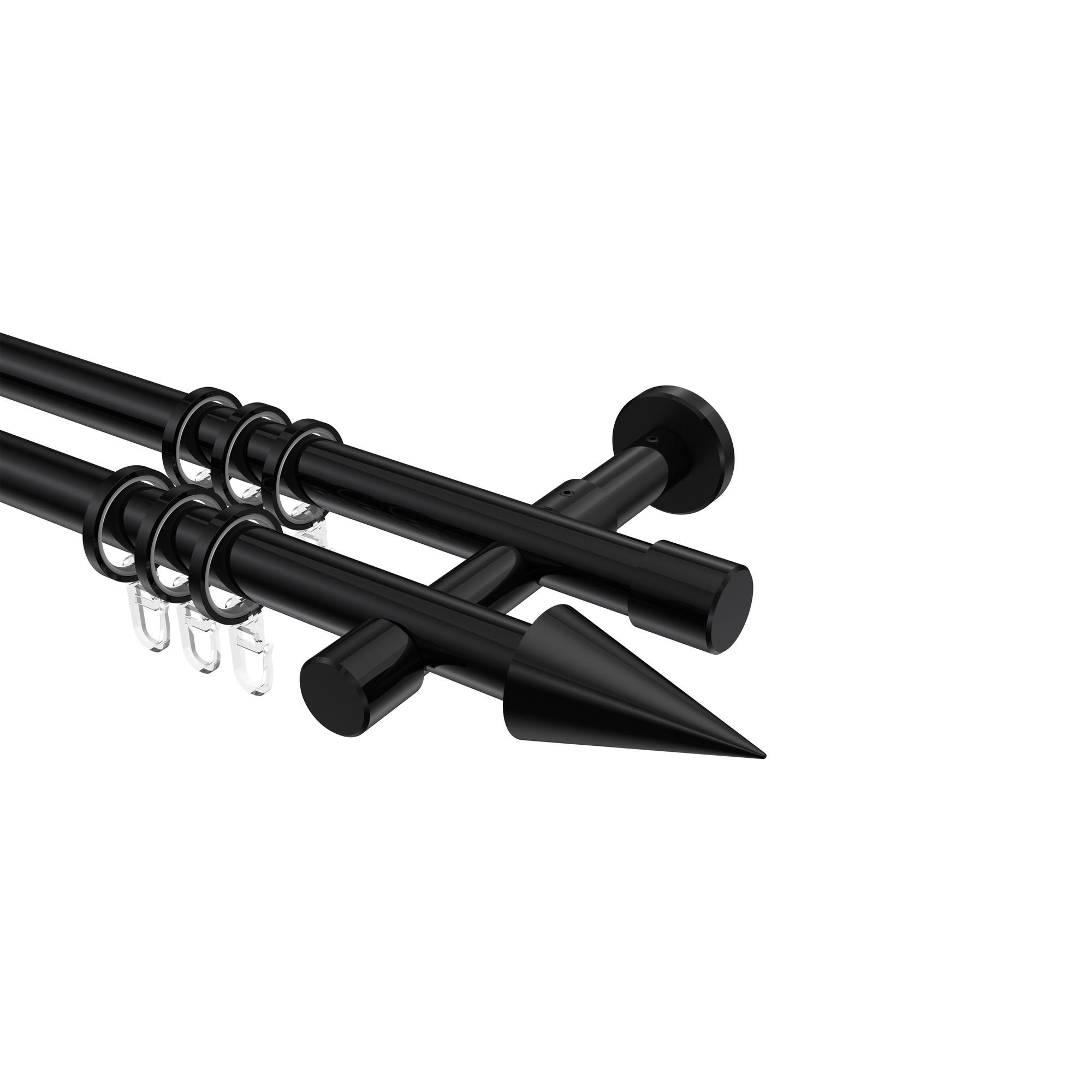 GARDINENSTANGE Prestige Savio 400 cm (geteilt in 2 x 200 cm), 2-läufig, 20 mm Ø Schwarz - Schwarz, Metall (400cm) - INTERDECO