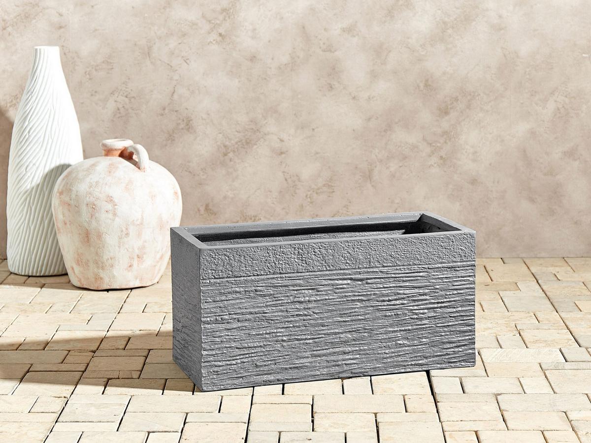 BLUMENTOPF grau rechteckig 50/23/24 cm Myra - Grau, Naturmaterialien (24cm) - Beliani
