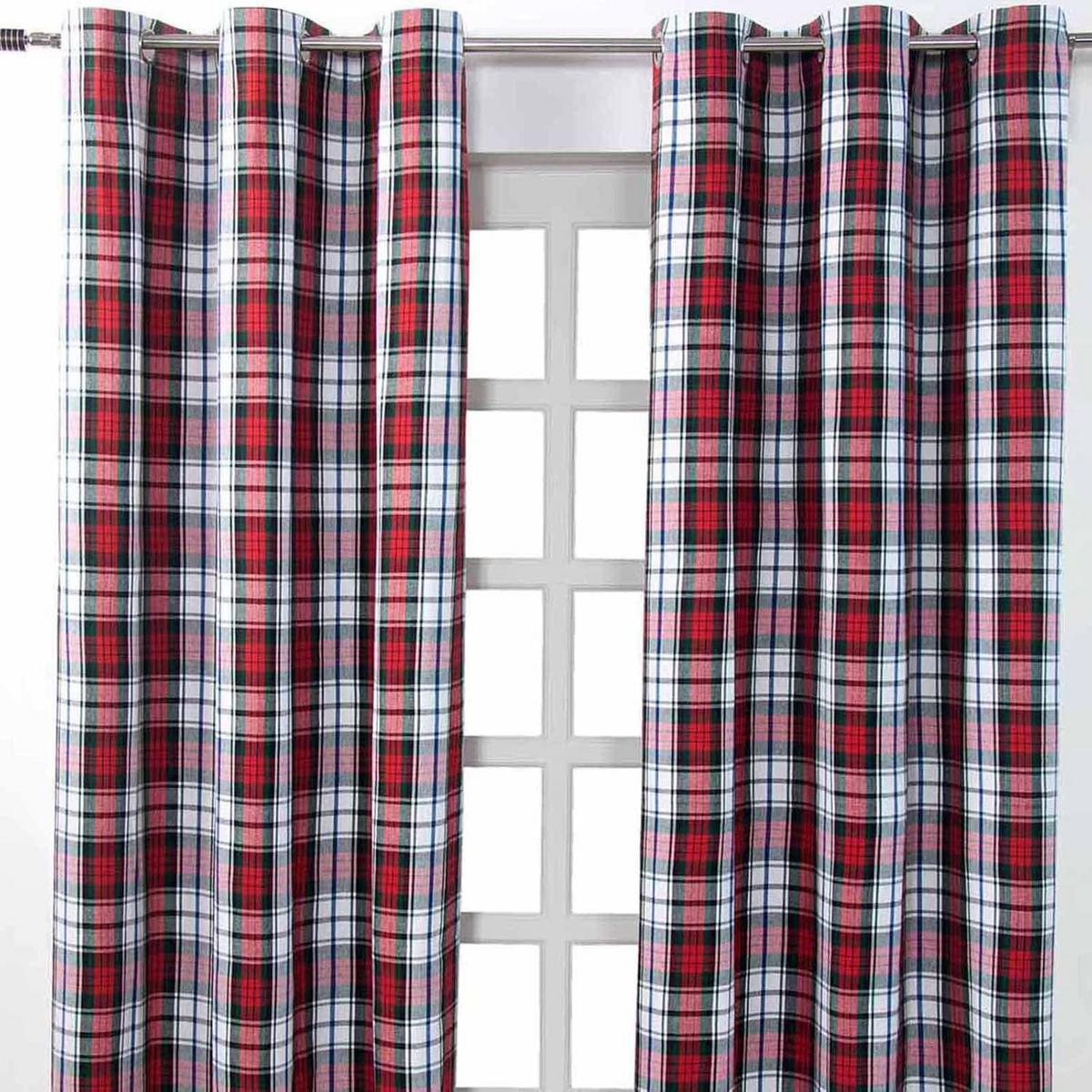 ÖSENVORHANG Schottenkaro Macduff blickdicht 2er-Set, 137/182 cm - Blau/Rot, Textil (137/182cm) - Homescapes