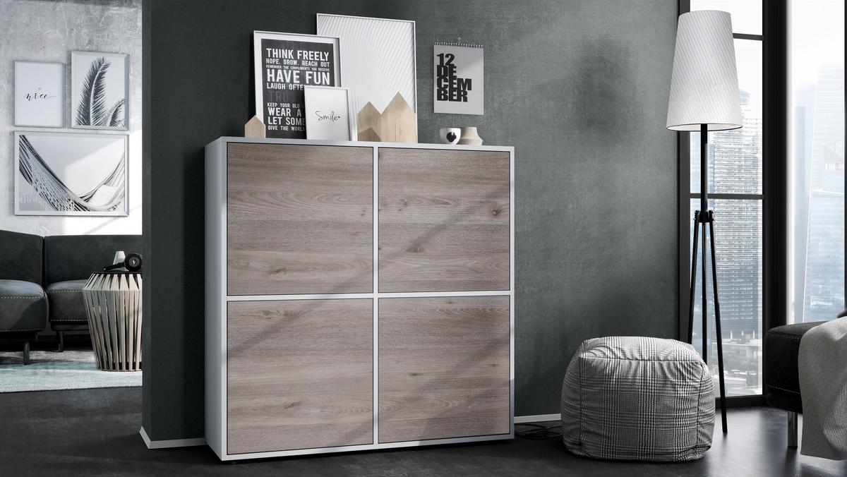 HIGHBOARD Cuba Türen in Eiche Nordic - Silbereichenfarben, Holzwerkstoff (104/105.5/35.5cm) - Vladon
