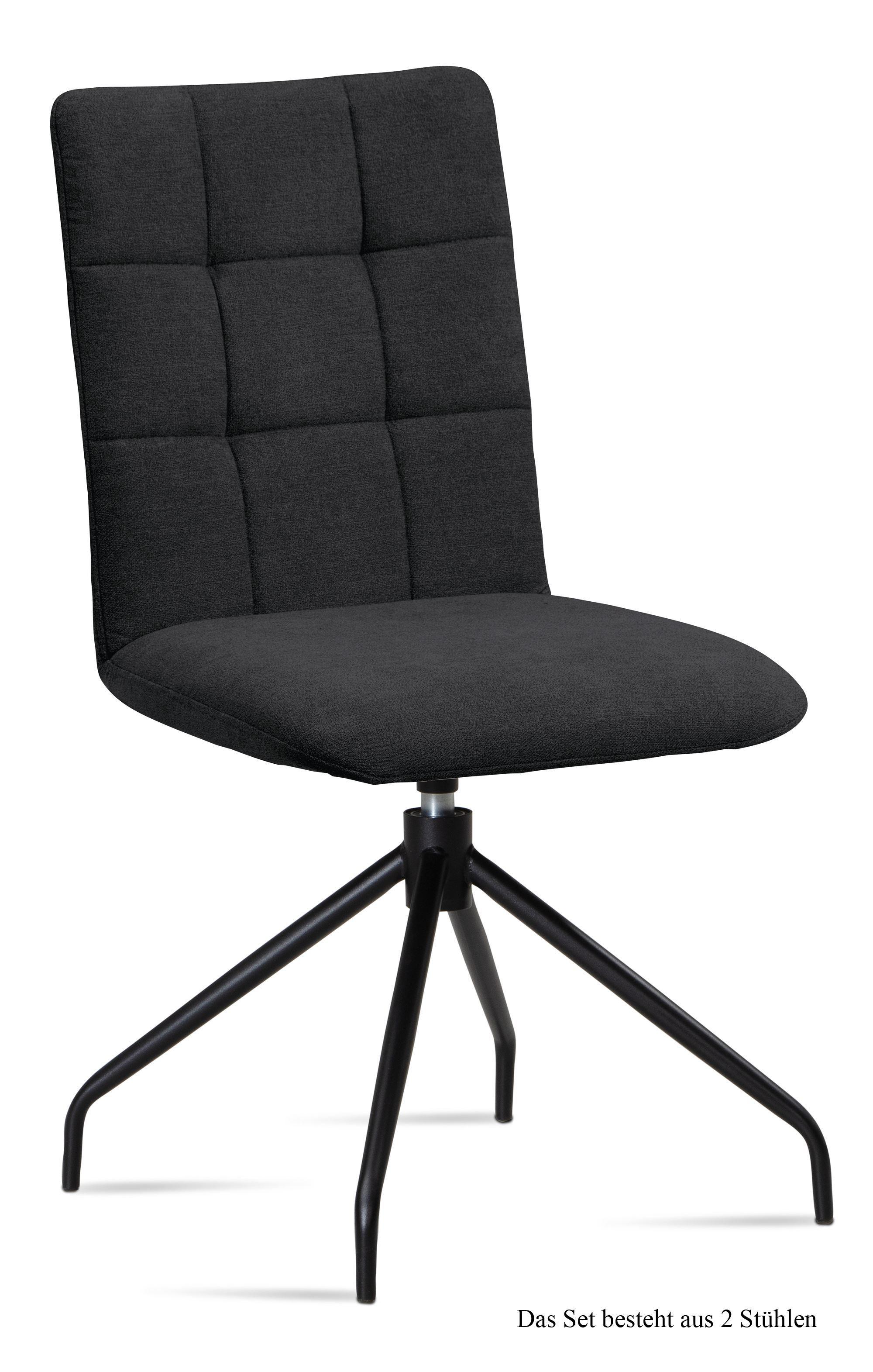 ESSZIMMERSTUHL drehbar (2er-Set) Dolley 47x91x60 Schwarz/Anthrazit - Anthrazit/Schwarz, Kunststoff (60/91/47cm) - 58aufmkessel