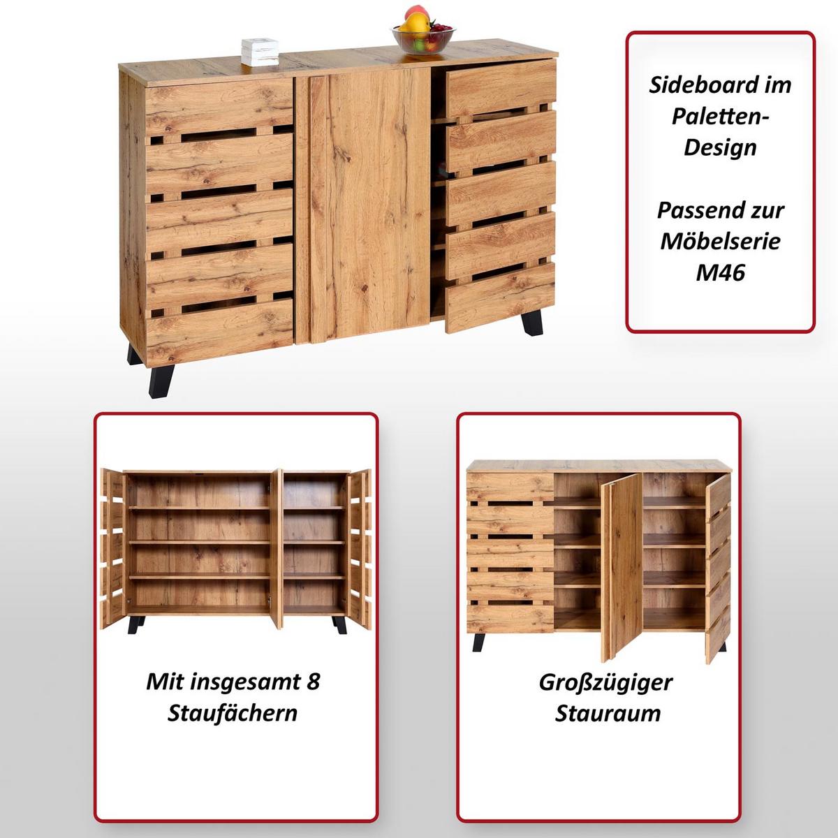 SIDEBOARD Braun - Braun, Holz (120/88/34cm) - MCW