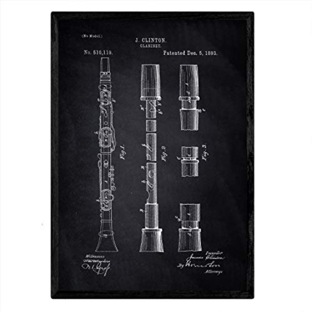 POSTER Klarinette Patent A3 Rahmenlos - Schwarz, Papier (29.7/5/42cm) - Nacnic