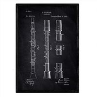 POSTER Klarinette Patent A3 Rahmenlos - Schwarz, Papier (29.7/5/42cm) - Nacnic