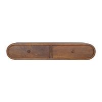SCHWEBENDE KONZOLE im Kastanienholz-Finish,2 Schubladen, Braun - Messingfarben/Braun, Holz/Metall (80/15/32cm) - Artisan Furniture