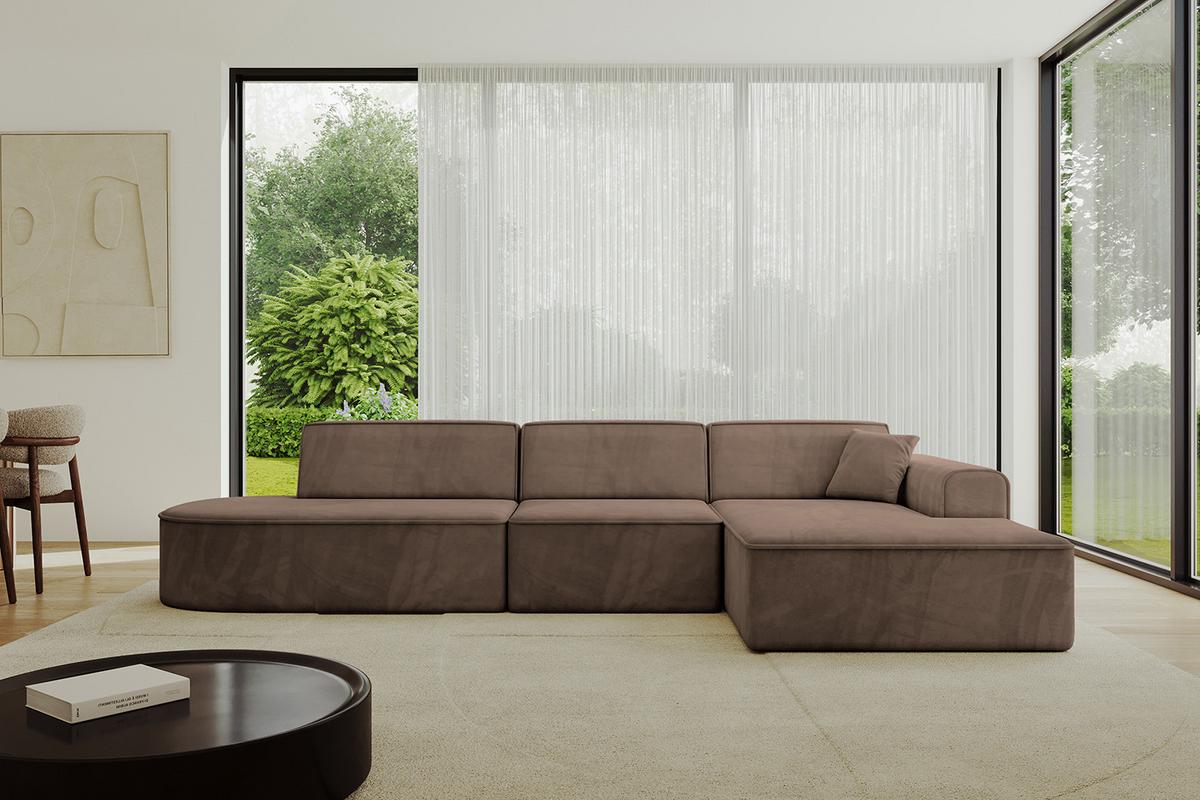 ECKSOFA Ottomane Rechts IREA-L2-v3 - 327x165x77 cm Braun - Braun, Holzwerkstoff/Textil (327/165cm) - ALTDECOR