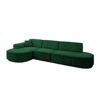 ECKSOFA Ottomane Links MARI-L2-v3 - 328x171x83 cm Dunkelgrün Velours - Dunkelgrün/Schwarz, Holzwerkstoff/Kunststoff (328/171cm) - ALTDECOR