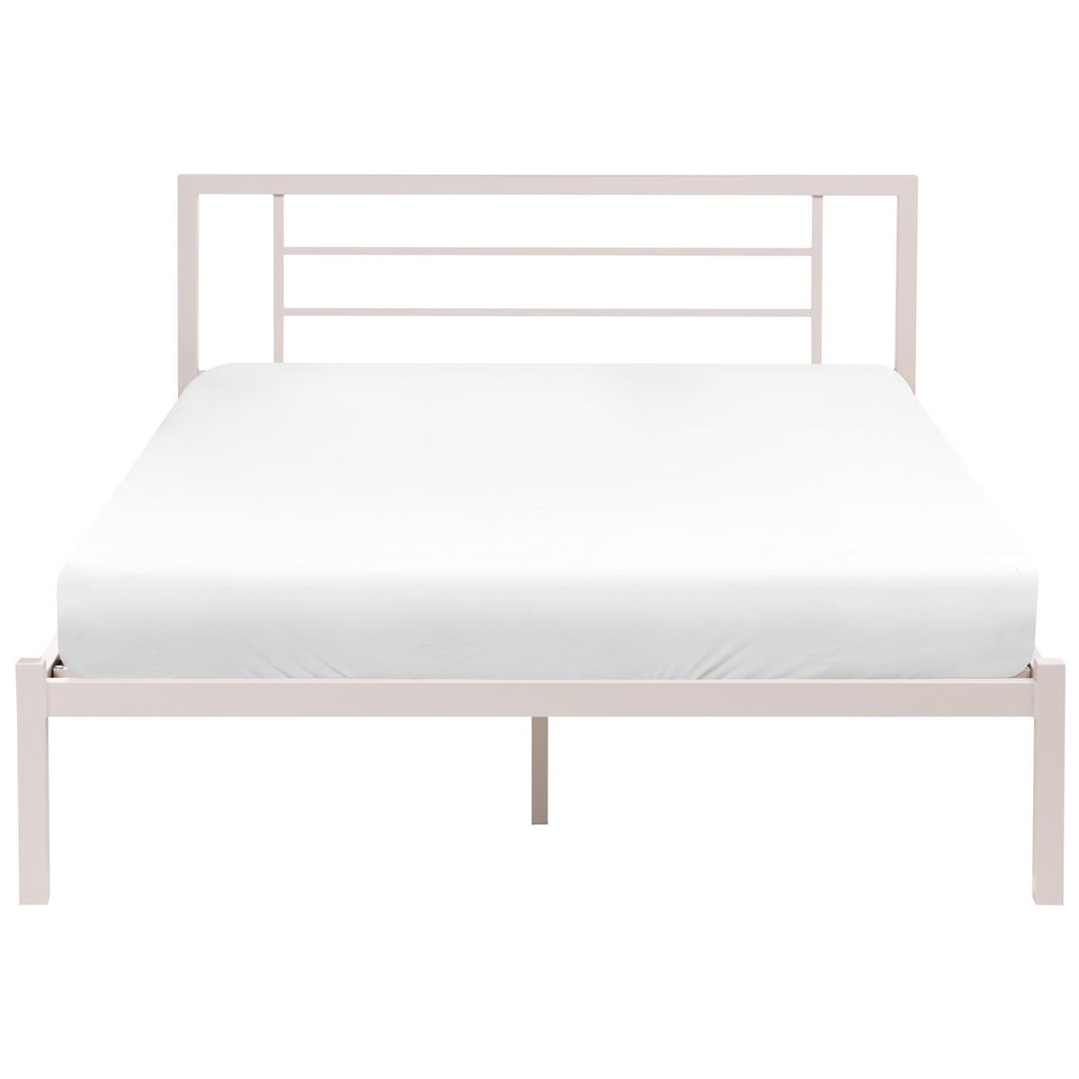 BETT mit Lattenrost 140/200 Stahl Hellbeige Cusset - Beige, Metall (140/200cm) - Beliani