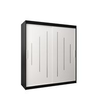 SCHWEBETÜRENSCHRANK 200/180/62 2-türig - Silberfarben/Schwarz, Holz/Kunststoff (180/200/62cm) - Abiks Möbel