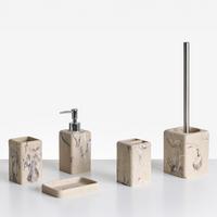 BADACCESSOIRES Set 5-teilig Beiger Vilcanota - Beige/Silberfarben, Kunststoff (8/10/8cm) - Beliani