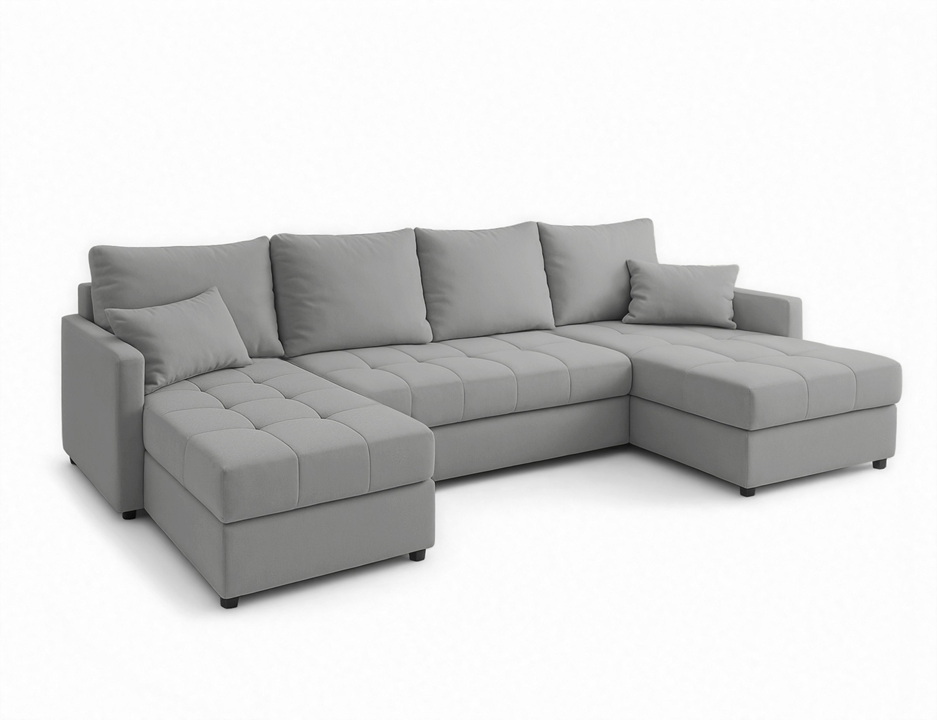 WOHNLANDSCHAFT Dolceo Hellgrau 287/140/73 cm mit Bettkasten Schlaffunktion Modern - Greige/Schwarz, Kunststoff/Textil (287/73/140cm) - AX Living