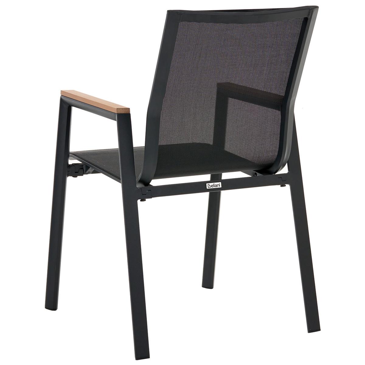 GARTENSTUHL 4er-Set Schwarz Tiano - Schwarz/Braun, Metall (56/90/56cm) - Beliani