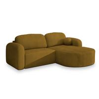 ECKSOFA AMILIA P R-S Gelb Kordstoff mit Schlaffunktion - Gelb, Holz (263/174cm) - MASSENO