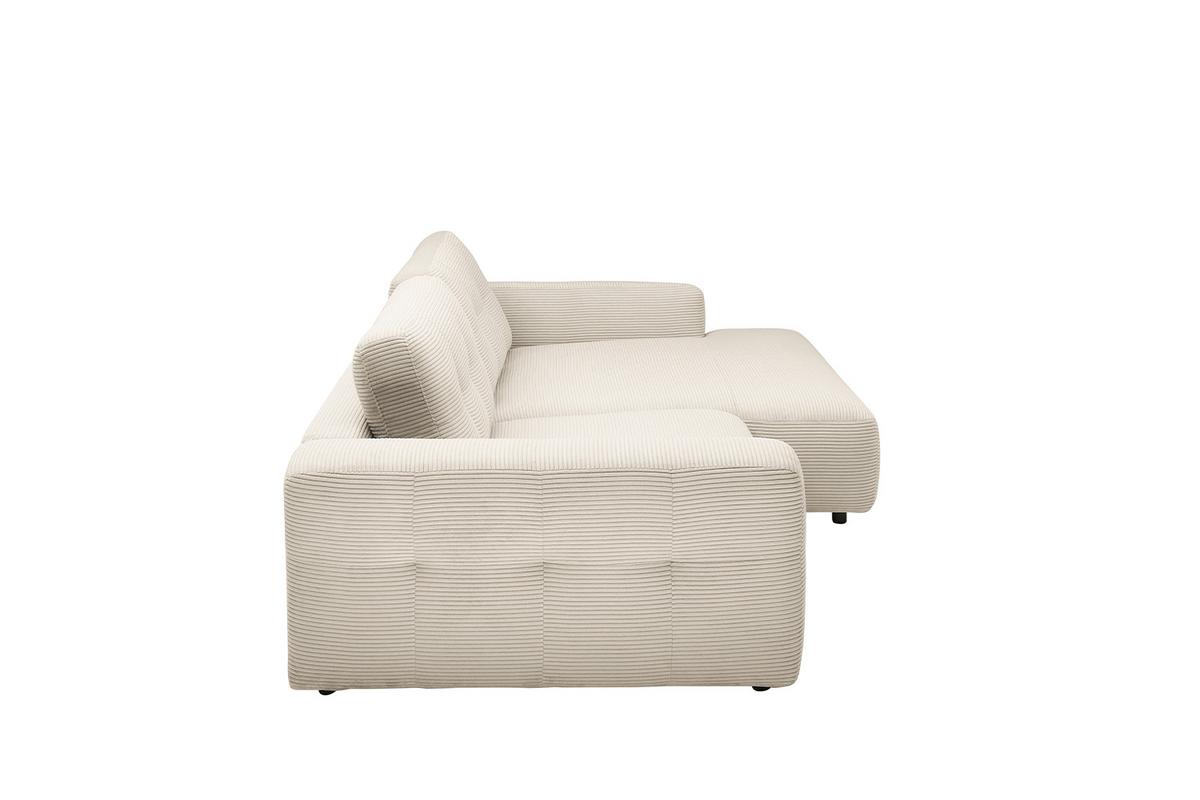 ECKSOFA XL MIKA Cremeweiß Cord - Creme/Schwarz, Kunststoff/Textil (296/167cm) - KAWOLA