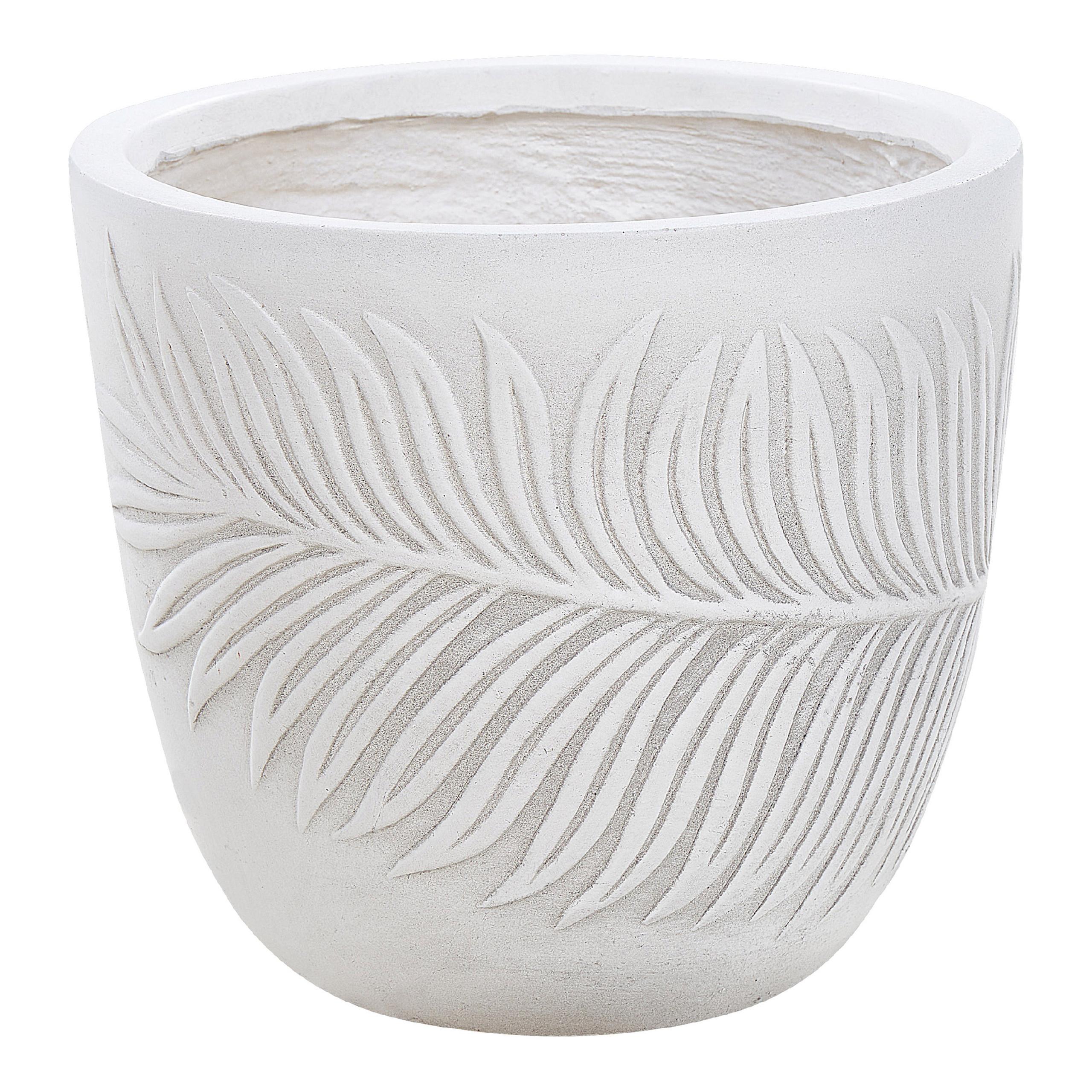 BLUMENTOPF cremeweiß rund 28/28/16 cm Ftero - Weiß, Naturmaterialien (16cm) - Beliani
