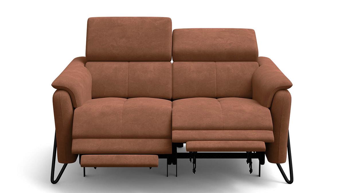 RELAXSOFA RODEN 2-Sitzer mit 2 Relax, braun, Veloursstoff - Braun, Holz/Textil (148/82/103cm) - Wozimo