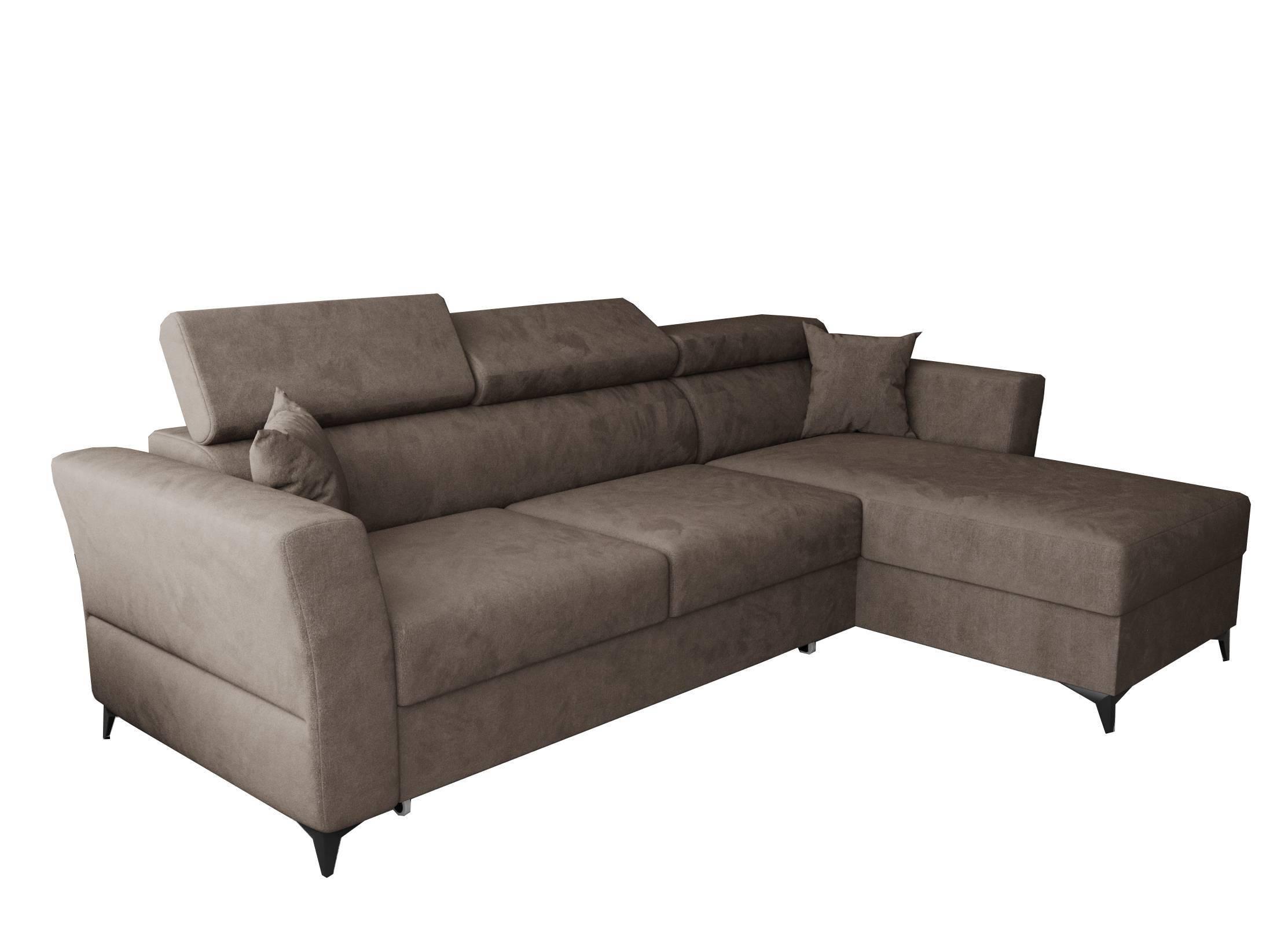 ECKSOFA L Form Ribella Bronze 265/180/100 cm Rechts mit Schlaffunktion - Schwarz/Bronzefarben, Textil/Metall (265/180cm) - AX Living