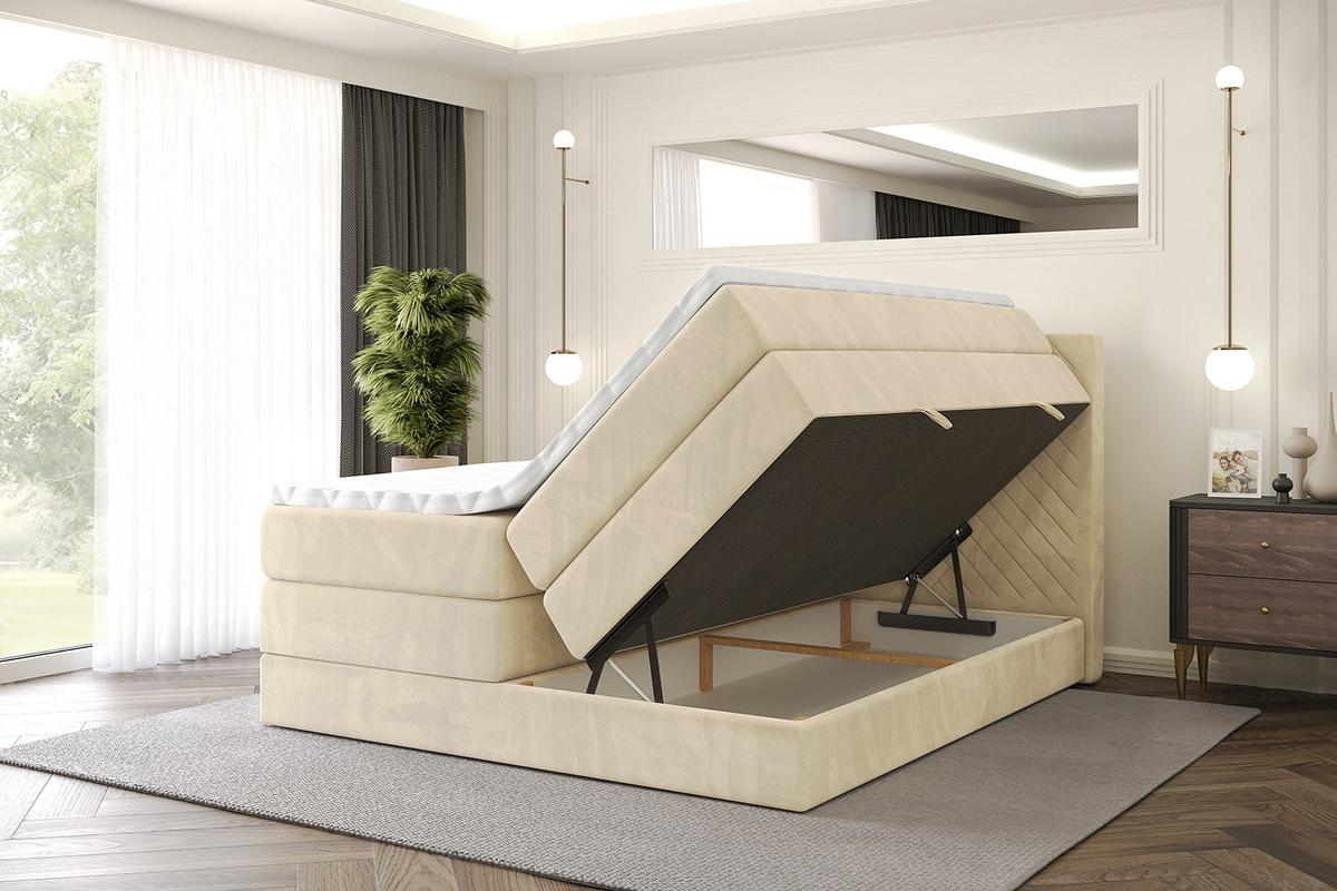 BOXSPRINGBETT mit Matratze H3|H4 und Lattenrost - VEXA KING-120x200 - Beige Monolith - Beige, Holzwerkstoff (120/200cm) - ALTDECOR