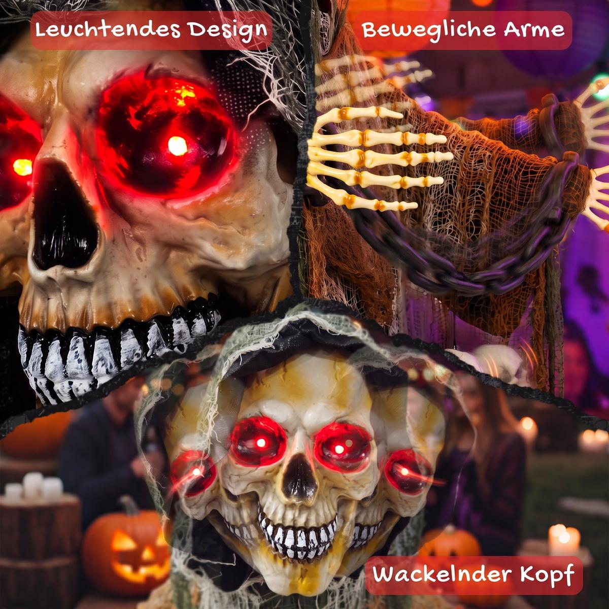 ANIMIERTE-HALLOWEEN-DEKORATION Metall Polyester Schwarz - Schwarz, Kunststoff (18/170/70cm) - HOMCOM