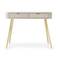 SCHMINKTISCH Zova Greige mit goldenen Beinen 110 cm - Taupe/Goldfarben, Holzwerkstoff/Metall (49/103/80cm) - Selsey