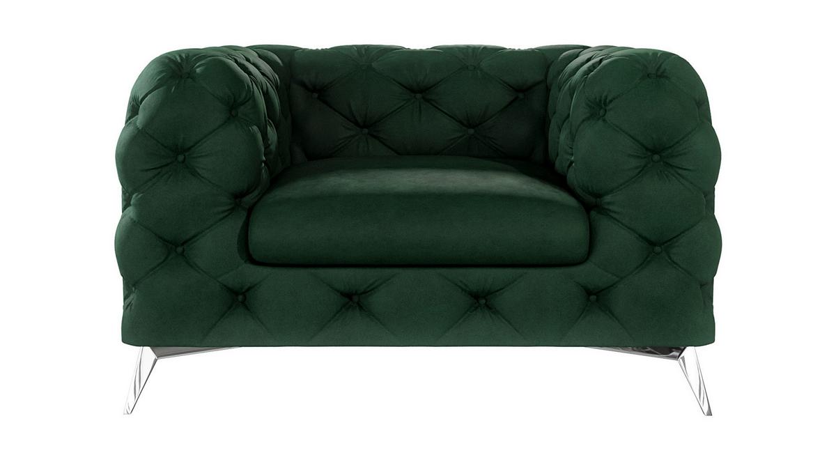 CHESTERFIELD-SESSEL Laura Flasche Grün Samt - Smaragdgrün/Silberfarben, Holz/Textil (125/75/100cm) - S-Style Möbel