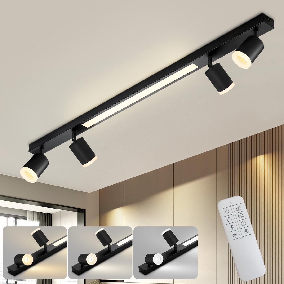 DECKENLEUCHTE Boden 4-flammig 110/5/15 cm - Schwarz, Kunststoff (110/5/15cm) - Nettlife