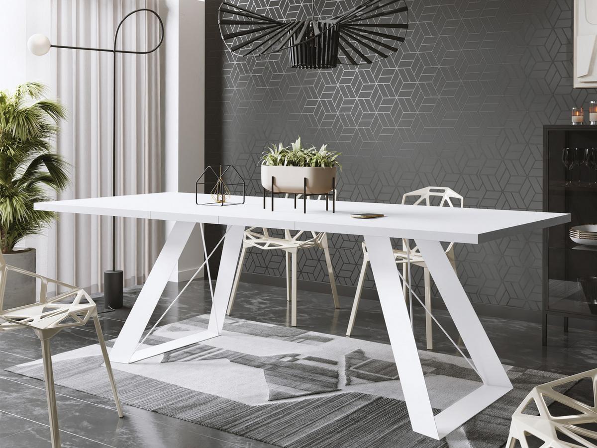 ESSTISCH Colter Weiß rechteckig ausziehbar, Weiß 160-260/90/76 cm - Weiß, Holzwerkstoff/Metall (90/260/76cm) - WFL GROUP