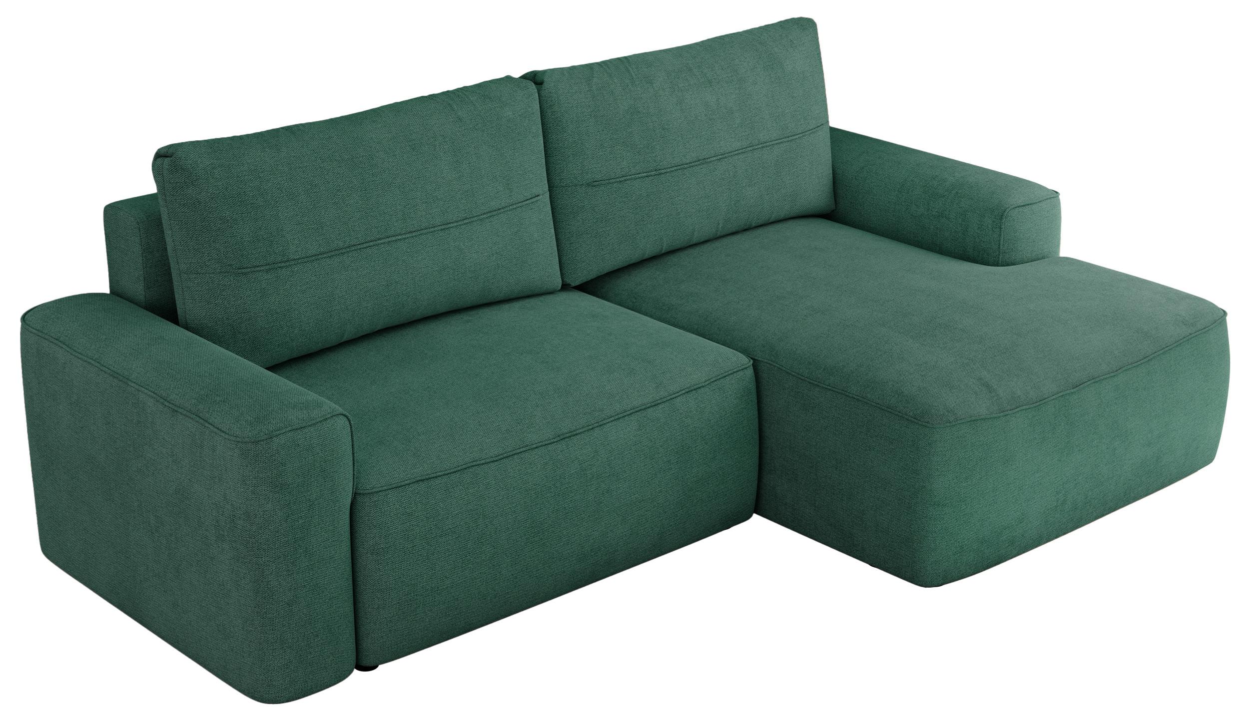 ECKSOFA BELLUNO L Grün Strukture - Rechts - Schwarz/Grün, Textil (233/144cm) - MKS