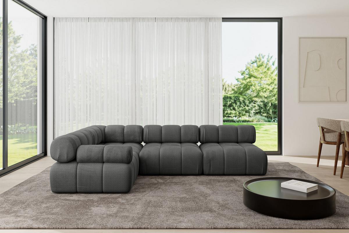 ECKSOFA modulares Sofa Mende-L2 - 285x190x70 cm Dunkelgrau Velours - Dunkelgrau, Holzwerkstoff/Textil (285/190cm) - ALTDECOR