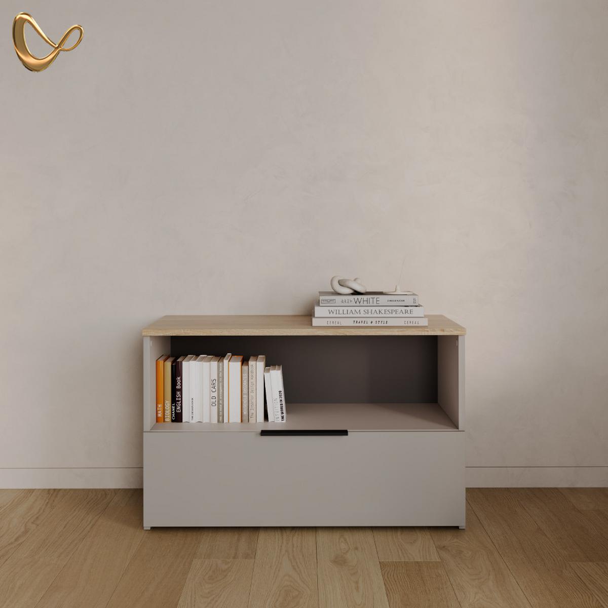 KOMMODE Piave Greige mit 1 geschlossenem Fach - Greige, Holzwerkstoff (80/50/40cm) - Livinity®