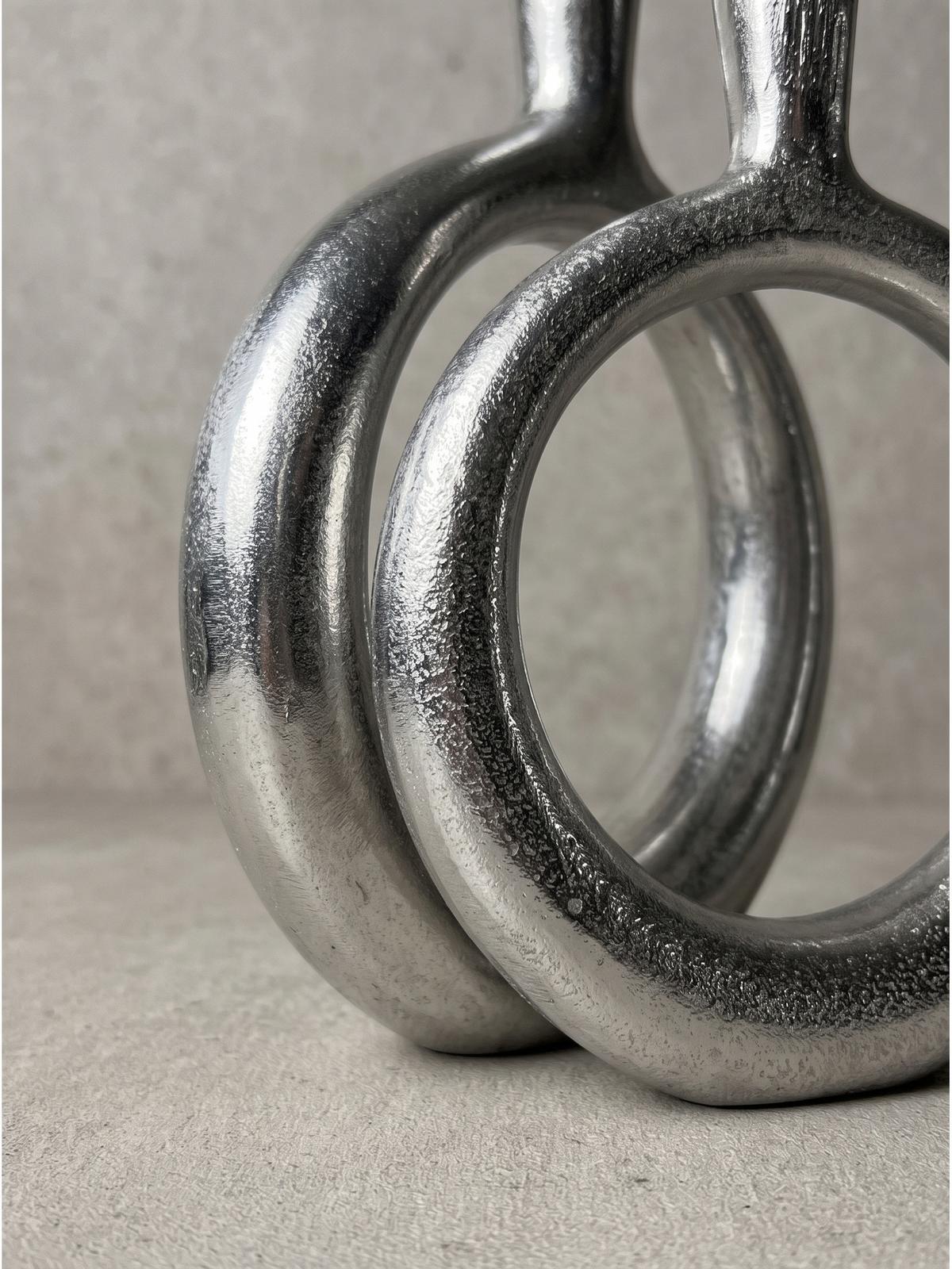 VASEN 2er-Set BAVENO, Aluminium, handgefertigt, Silber, 35 x 7 x 45 cm - Silberfarben, Metall (45cm) - KADIMA DESIGN
