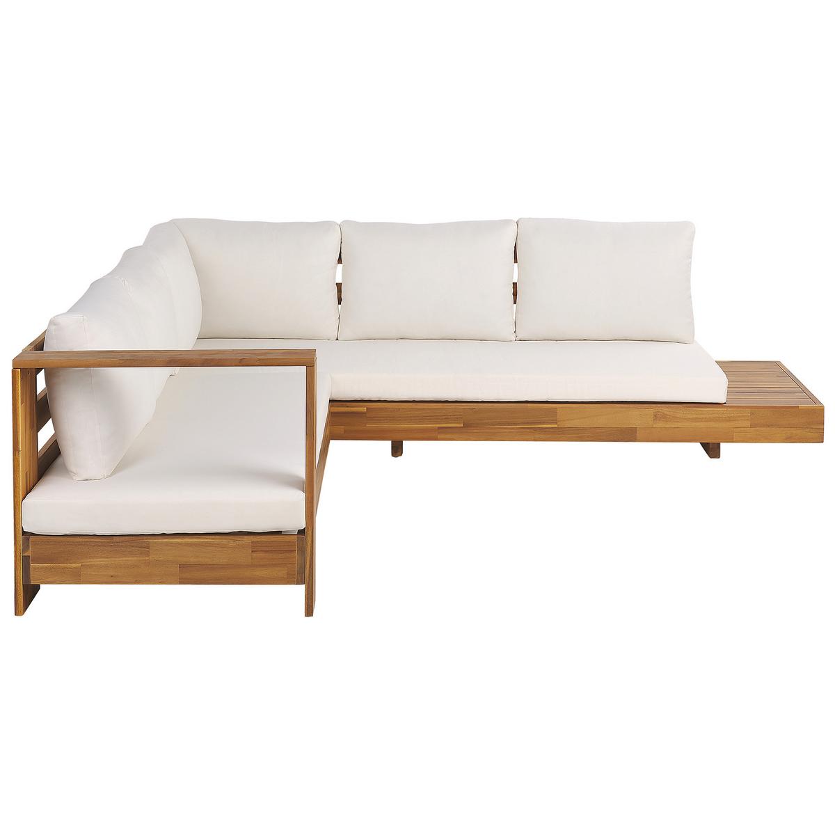 LOUNGE-SET 5-Sitzer Heller Holzfarbton Marettimo - Hellbraun/Weiß, Holz - Beliani