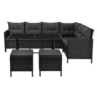 LOUNGEGARNITUR Manacor schwarz, dunkelgrau - Dunkelgrau, Kunststoff/Metall - Juskys
