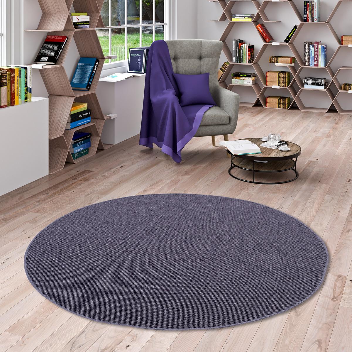 SISAL NATUR TEPPICH RUND - Blau, Textil (133/133cm) - Snapstyle