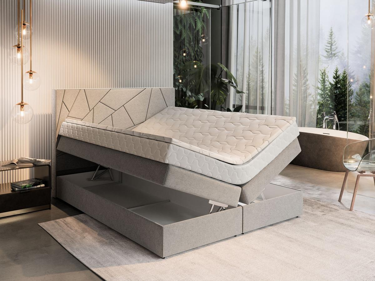 BOXBETT TRANI 180x200 cm mit Matratze und Topper - Schwarz - Schwarz, Holz (180/200cm) - MASSENO