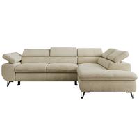 ECKSOFA PABLO L Beige Velvet - Rechts Seite mit T25 Topper - Beige/Schwarz, Textil/Metall (273/208cm) - MKS