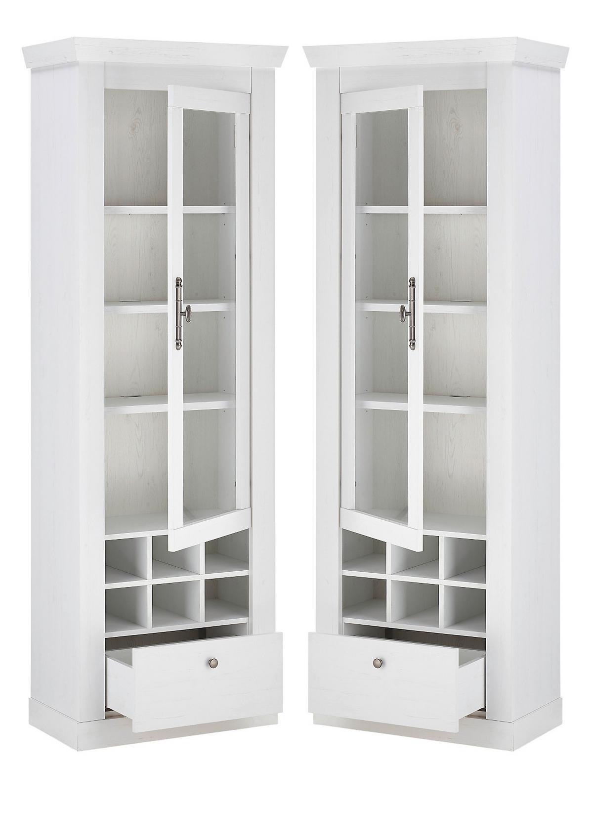 VITRINE weiß Pinie Landhaus, Vitrinenschrank 70 x 201 cm, Soft-Close-Funktion - Weiß, Holzwerkstoff/Kunststoff (72/201/38cm) - Furn.Design